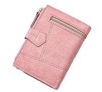 Women Wallet PU Leather Short Small Size Multiple Slots Card Holder Coin Purse for Daily Life Fashion Gift (Pink)