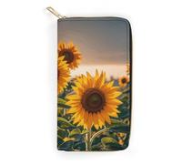 Women Wallet Sunflowers in The Weeds Leather Wallet for Work Zip Wallet Phone Holder Long Purse Ultra Thin Wallet with Zipper Pocket for Shopping, style, 7.8 x 4.1 x 1 inches, Style, 7.8 x 4.1 x 1