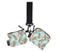 Women Wallet Tropical Hawaiian Coconut Pineapple Coin Purse Minimalist Zipper Key Chain for Women Men Pack of 2 Multicolor 4.13"(L) x 3.5"(W), Accessory, multi-coloured, 4.13"(L) x 3.5"(W), Travel