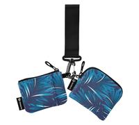 Women Wallet Tropical Palm Leaves Jungle Floral Blue Small Credit Card Cases Detachable Coin Purse with Wrist Strap for Business Travel 2, multi-coloured, 4.13"(L) x 3.5"(W), Travel Accessory