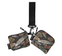 Women Wallet Tropical Peacock Feathers Credit Card Holder Minimalist Keychain Coin Purse with Zipper Pocket for Men and Women, 2 Pieces, Multicolor, 4.13"(L) x 3.5"(W), multi-coloured, 4.13"(L) x