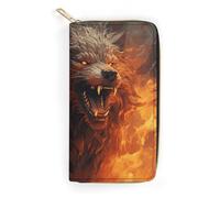 Women Wallet Wild Wolf in The Fire Leather Wallet for Work Zip Wallet Phone Holder Long Purse Ultra Thin Wallet with Zipper Pocket for Shopping, style, 7.8 x 4.1 x 1 inches, Style, 7.8 x 4.1 x 1