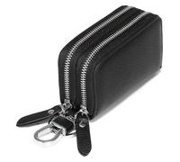 Women Wallets Double Layer Leather Key Wallet Unisex Key Case Men Car Keychain Double Zipper Keychain Bag Coin Purse Keychain Wallet Women(Schwarz)