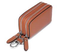 Women Wallets Double Layer Leather Key Wallet Unisex Key Case Men Car Keychain Double Zipper Keychain Bag Coin Purse Keychain Wallet Women(Schwarz)