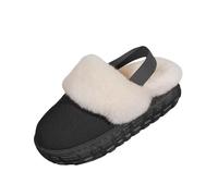 Women Warm Bootie Slippers Slip on Warm Faux Fur Fleece Lined Faux Suede Plush Thermal Platform Slippers Soft Comfy Memory Foam Non-slip Indoor House Shoes Fluffy Collar Anti-Skid Outdoor Winter Boots