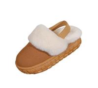 Women Warm Bootie Slippers Slip on Warm Faux Fur Fleece Lined Faux Suede Plush Thermal Platform Slippers Soft Comfy Memory Foam Non-slip Indoor House Shoes Fluffy Collar Anti-Skid Outdoor Winter Boots