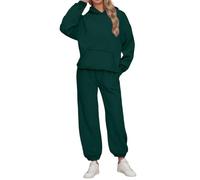 Women Warm Cotton Lounge Wear Sets Cozy Pink Thick Tracksuits Round Neck Co Ord Set Solid Plain Leisure Jogging Suits Two Piece Autumn Winter Casual Outfit Oversized Gym Activewear With Pockets S-2XL