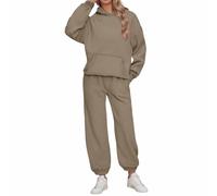 Women Warm Cotton Lounge Wear Sets Cozy Pink Thick Tracksuits Round Neck Co Ord Set Solid Plain Leisure Jogging Suits Two Piece Autumn Winter Casual Outfit Oversized Gym Activewear With Pockets S-2XL