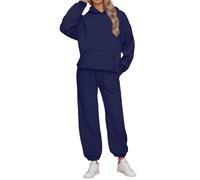 Women Warm Cotton Lounge Wear Sets Cozy Pink Thick Tracksuits Round Neck Co Ord Set Solid Plain Leisure Jogging Suits Two Piece Autumn Winter Casual Outfit Oversized Gym Activewear With Pockets S-2XL