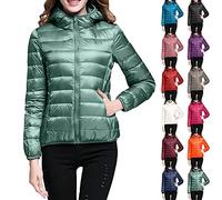 Women Warm Lightweight Jacket Windproof Winter Coat with Recycled Insulation Winter Slim Short Warm White Down Coat Outerwear Pond Jacket (Khaki, XXL)