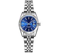 Women Watch Classic Silver Stainless Steel Waterproof Quartz Analog Watch Fashion Ladies Wrist Watches, Fashion blue, Quartz Watch
