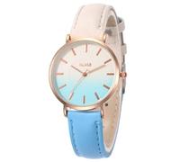 Women Watch Clearance, Womens Watches Cute Color Block Dial Analogue Quartz Watch Casual Simple PU Leather Strap Watch Gifts for Mum,Sky Blue,U75A