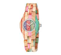 Women Watches Handmade Colorful Bamboo Wood Analog Quartz Wooden Watch for Women…, yellow&pink
