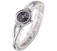 Women Watches Silver Bracelet Chain Rhinestone-Black