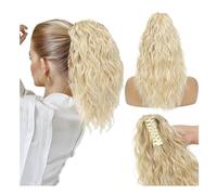 Women Water Wavy Claw Clip Ponytail Extensions Short Curly in Daily use(22-613)