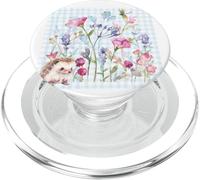 WOMEN WATERCOLOR BOTANICAL FLOWERS WITH HEDGEHOG & DRAGONFLY PopSockets PopGrip for MagSafe