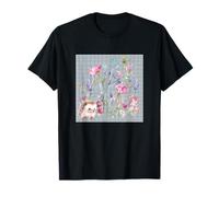 WOMEN WATERCOLOR BOTANICAL FLOWERS WITH HEDGEHOG & DRAGONFLY T-Shirt