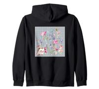 WOMEN WATERCOLOR BOTANICAL FLOWERS WITH HEDGEHOG & DRAGONFLY Zip Hoodie