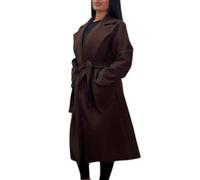 Women Waterfall Oversized Coat, Ladies Long Sleeve Lapel Collar Lightweight Trench Belted Open Jacket, Adult Celebrity Winter Cardigan With Dual Side Pockets UK One Size 8-14, Chocolate