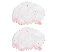 Women Waterproof Shower Caps 2pcs Satin Bathing Caps