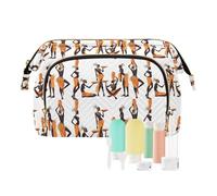 Women Wave Quilt Cosmetic Bag, Zipper Toiletry Storage 10.2x5.9x6.7 in, Pouch Handbag Makeup Case Purse Holder Organizer African Black Woman Classic Afro American Women Print