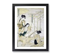Women Weaving Silk By Kitagawa Utamaro Asian Japanese Framed Print | A3 Black Framed Wall Art | Ready to Hang | Asian Nature Picture | Living Room Bedroom Lounge Office