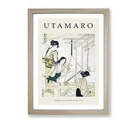 Women Weaving Silk By Kitagawa Utamaro Exhibition Museum Asian Japanese Framed Print | A2 Oak Framed Wall Art | Ready to Hang | Asian Nature Picture | Living Room Bedroom Lounge Office