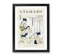 Women Weaving Silk By Kitagawa Utamaro Exhibition Museum Asian Japanese Framed Print | A3 Black Framed Wall Art | Ready to Hang | Asian Nature Picture | Living Room Bedroom Lounge Office