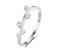 Women Wedding Band White Gold, Simple Engagement Ring Leaf with Round Diamond Platinum 950 Band Ring Size T 1/2