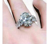 Women Wedding Bands Ring Big Oval Zircon Stone Around 8 Marquise Stones Novel Design Bridal Ring Fashion Jewelry 10 White