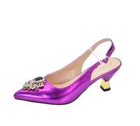 Women Wedding Bride Pumps With Rhinestone Nigeria Party Shoes And Bags Shoe And Bag Set A Pair Shoes Purple 10