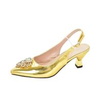 Women Wedding Bride Pumps With Rhinestone Nigeria Party Shoes And Bags Shoe And Bag Set A Pair Shoes Gold 10