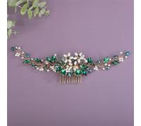 Women Wedding Hair Comb Pearl Blue Rhinestone Bridal Hair Accessories Handmade Black Party Tiara EN8