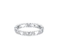 Women Wedding Ring Bands, Real Gold Heart Promise Rings with Real Diamond Solid 9K White Gold Eternity Anniversary Bands for Wife Size K 1/2