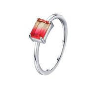 Women Wedding Ring, Married Ring 14K White Gold Rectangular Solitaire with Red Lab Created Ruby Size Q 1/2