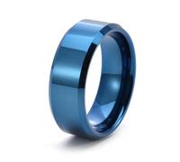 Women Wedding Rings, Tungsten Ring for Women Blue Size N 1/2 8mm Simple Custom Gifts for Wife Prom Jewelry