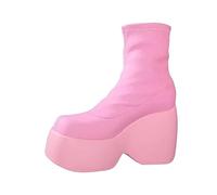 Women Wedge Platform Boots Chunky Heel Ankle Boots Ladies Punk Leather Short Bootie Mid-Calf Side Zip Combat Boots Motorcycle Fashion Vintage Wide Width Western Boots Winter Warm Riding Boots Size 6