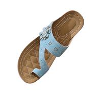 Women Wedge Sandals Solid Color Thong Sandals Fashion Leather Flip Flops Flowers Cutout Sandal Comfort Fit Walking Slippers Lightweight Air Cushion Sandal Casual Beach Sandaletten