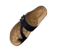 Women Wedge Sandals Solid Color Thong Sandals Fashion Leather Flip Flops Flowers Cutout Sandal Comfort Fit Walking Slippers Lightweight Air Cushion Sandal Casual Beach Sandaletten