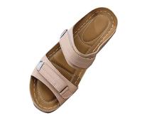 Women Wedge Sandals Wide Open Toe Slippers Solid Color Leather Sandals Double Strap Slippers Casual Beach Sandal Comfort Fit Walking Sandal Arch Support Outdoor Sports Mules Lightweight Sandalen