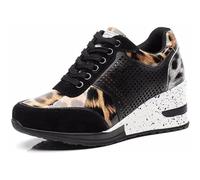 Women Wedge Trainers 3.15" Heel Ladies Lace Up Sneakers Non-Slip Hidden Heel Platform Shoes Walking Wedding Shoes(Burst,6 UK)