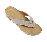 Women Wedges Flip Flops with Arch Support Women's Slip On Sandals & Slides Ladies Platform Summer Casual Fashion Shoes Beach Wide Fit Breathable Open Toe Orthopedic Sandals (Light Ashy, 6.5)