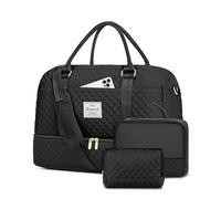 Women Weekender Travel Duffle Bag: Large Overnight Bags with Shoe Compartment Carry on Bags with Toiletry Bag Weekend Yoga Gym Bag with Wet Pocket Travel Duffel Tote Bag Hospital Bag Black, Large