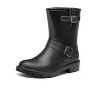 DREAM PAIRS Women Wellies and Ladies' Wellington Boots, Wide-Calf Ankle Boots, Fashion Boots for UK, Side-Buckle Waterproof and Slip On Boots,Size 5,Black,SDRB2415W-E
