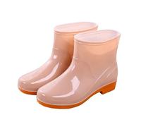 Women Wellies Womens Waterproof Boots Gardening Shoes Women Lace Booties Rain Boots Tube Plus Velvet Rain Shoes Rubber Overshoes Water Kitchen Fashion Adult Non Slip Short Tube Rubber (Khaki,5.5)