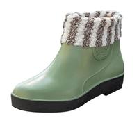 Women Wellington Boots Fashion Chelsea Boots Warm Lined Waterproof Wellies Plain Short Rain Boot Neoprene Wellies Non Slip Outdoor Welly Slip On Work Boot Snow Mud Shoes Removable Insulated Input