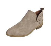 Women Western Ankle Boots Pointed Toe Low Heel Slip On Chelsea Cowboy Boots
