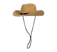 Women Western Cowboy Hat Wide Brim Straw Sun Hat Summer Beach Shapeable Cowgirl Hat with Belt, Khaki, M