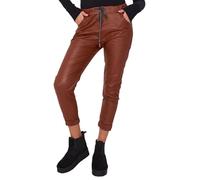Women Wetlook Magic Trouser Pants, Ladies Faux Leather Soft Stretch Comfy Italian Bottoms with Pockets for Gym Training Workout (Coffee Brown, 10-14)