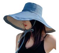 Women Wide Brim Floppy Sun Hat with Chin Strap Ladies Reversible UV Protection Sun Visor Cap Foldable Summer Beach hat Breathable Bucket Hats Outdoor Fishing Hats for Travel Camping Hiking
